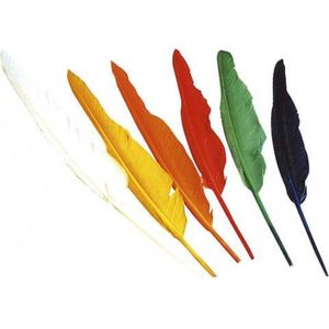 36x stuks Indianen veren gekleurd 25-30 cm - Verkleed accessoires/hobby artikelen