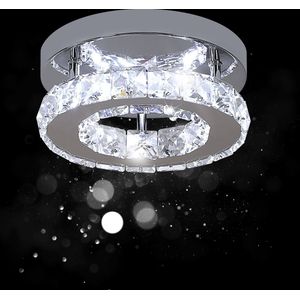 Delaveek-Zilver Kristallen Plafondlamp -12W 1350LM- Koel Wit 6500K- Dia 20cm