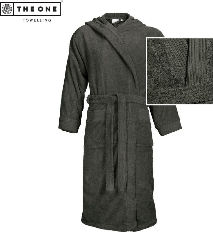 The One - Towelling Badjas - Antraciet - Zachte Kamerjas met Capuchon - Vocht Absorberend - 100% Gekamd Badstofkatoen