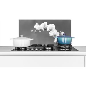 Spatscherm keuken 60x30 cm - Kookplaat achterwand Orchidee - Bloemen - Plant - Wit - Paars - Muurbeschermer - Spatwand fornuis - Hoogwaardig aluminium