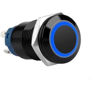 Push schakelaar blauwe verlichting - 16mm