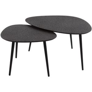 Salontafel Organisch Ovaal (Set van 2) - Hout (80 cm x 59 cm x 41 cm) - Salontafel Groot - Salon Tafel Boomstam Binnen - Ronde Salontafel - Woonkamer Tafel - Salontafels Industrieel - Salontafel Landelijk - Coffee Table