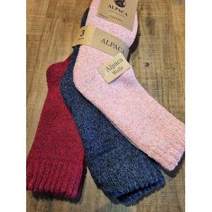 3 Paar - Alpaca Wollen Sokken - Maat 35-38 - Wintersokken - Wandelsokken - Huissokken - Vrijetijdssokken