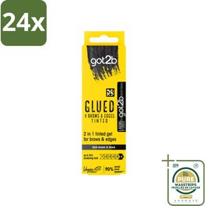 Got2B - 2-in-1 Gel - Brows & Edges Zwart - 16 ml - Voordeelverpakking - 24 stuks - Haarranden - Zwart gel