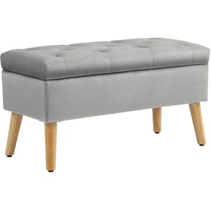 Hocker met opbergruimte - Zitbank - Opbergkist - Bedbank - Grijs - 80 x 35 x 40 cm