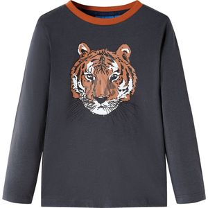 vidaXL-Kindershirt-met-lange-mouwen-tijgerprint-116-antracietkleurig