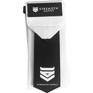 Strength Supply Wrist Wraps - Fitness & Powerlifting - Polsbrace voor Krachttraining - Ondersteuning voor Pols - 45 cm - Wit