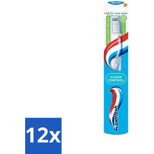 Aquafresh - Tandenborstel - Clean Control - Medium - Grondige Reiniging - 1 Tandenborstel - Voordeelverpakking - 12 stuks