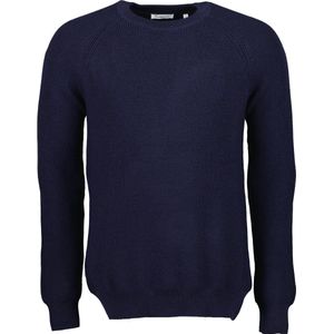 Knowledge Cotton Pullover - Modern Fit - Blau - 3XL Grote Maten