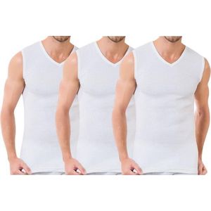 3 stuks - Bonanza V-hals A-shirt - mouwloos - wit - M/L