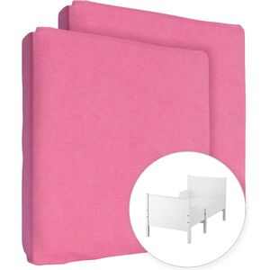 2 x Jersey 100% katoenen hoeslakens voor 160 x 80 cm peuter-junior bedmatras (roze)