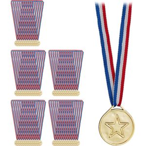Relaxdays 60x gouden medailles voor kinderen - kindermedailles - voetbal medaille