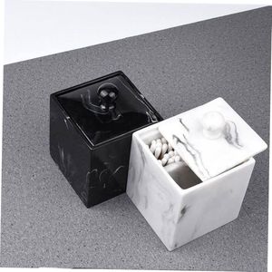 2pc Marmeren Korrel Wattenstaafjesdoos Moderne Opbergdoos Voor Make-up Wattenstaafjes Houder Organizer Pot