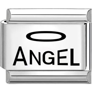 Quiges - Schakel - Bedel - 9mm - charms - Kleurrijk - Laser-engel - Geschikt voor - Nomination- armband - Schakelarmband - italy bedels armband