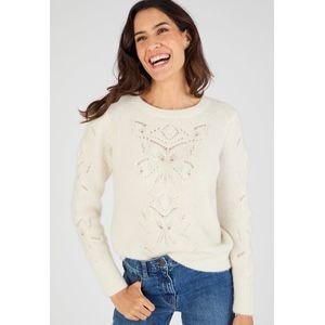 Damart - Trui van een mix van wol en alpaca - Dames - Wit - XS