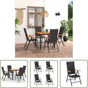 The Living Store 5-delige Tuinset zwart en bruin - Tuinmeubelset - Lounge Set - Buitentijnen - Outdoor Furniture - Eetkamerset