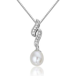 Montebello Ketting Becky - Zilver Gerhodineerd - Parel - 7x23mm - 45cm