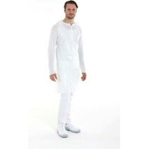 Schort op rol geruwd PE - Wit - 20 mµ 125x80 cm - 100 stuks - CMT