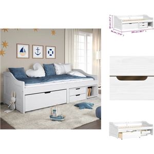 vidaXL IRUN Slaapbank - Massief grenenhout - 205 x 96 x 69 cm - Met opbergruimte - Kleur- wit - Bed