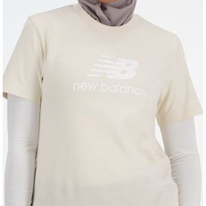 New Balance Jersey Stacked Logo T-Shirt Dames T-shirt - LINEN - Maat XL