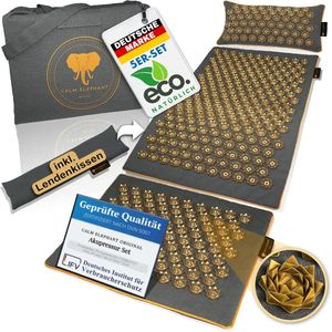 Acupressuurmat XL Set - Compleet met Kussen, Lendenkussen, Voetnaaldmat en Tas - Natuurlijke Kokosvezel - Anti-Stress Massageset voor Rug