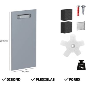 Ophangplaat voor foto op Aluminium / plexiglas / dibond - dibond ophangsysteem - 100x200 mm 8kg - foto ophangsysteem zelfklevend - ophangsysteem foto op plexiglas / dibond / forex - set 4x Dibond Hanger 100x200mm 8kg - muurbeugel en accessoires
