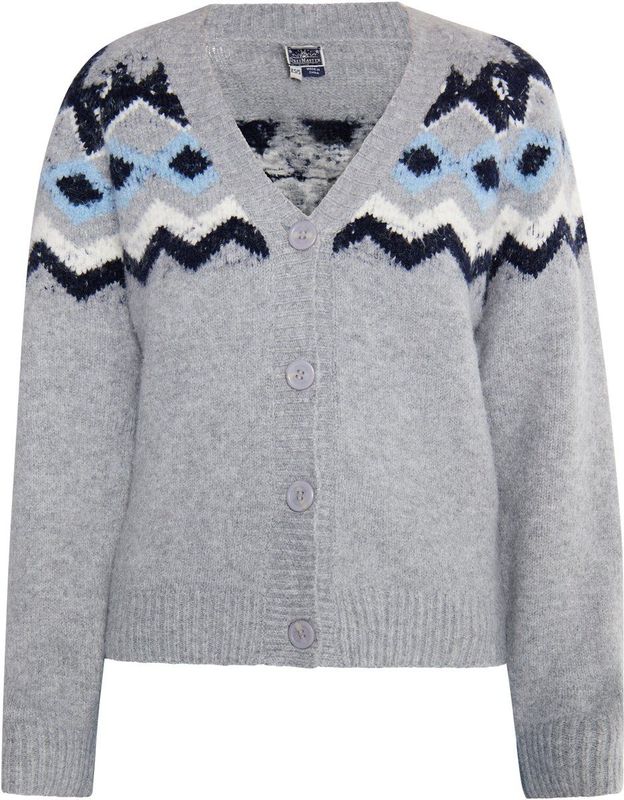 DreiMaster Maritim Gebreid vest  navy / lichtblauw / grijs / wit