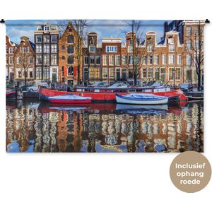 Wandkleed Landschappen Nederland - Kanaal in Amsterdam Wandkleed katoen 180x120 cm - Wandtapijt met foto XXL / Groot formaat!
