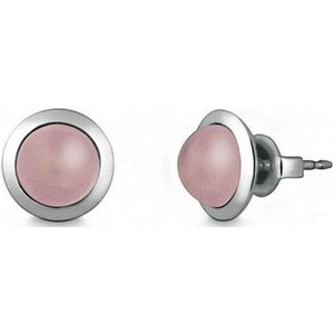 Quinn - zilveren oorstekers met rozenkwarts - 036838930