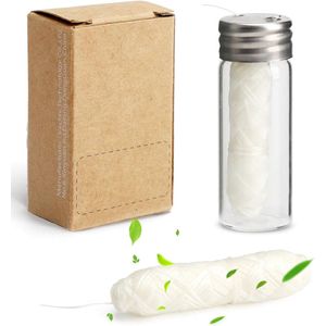 3 x 30 m tandzijde in glazen flacon - 90 m gewaxt tandzijde - tandverzorging - muntsmaak - duurzame tussendoorreiniger - navulverpakking - dop dispenser