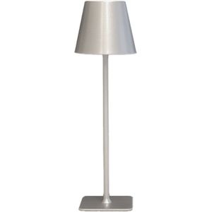Fedec Draadloze Tafellamp - Dimbaar - ∅11 x 38 cm - IP44 Waterdicht - Zilver