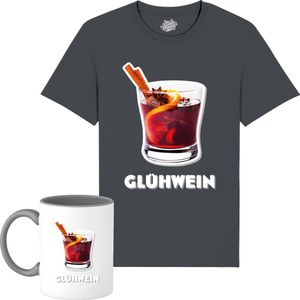 Gluwein - Foute kersttrui kerstcadeau - Dames / Heren / Unisex Kleding - Grappige Kerst en Oud en Nieuw Drank Outfit - T-Shirt met mok - Unisex - Mouse Grijs - Maat S