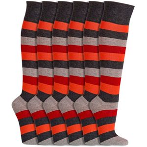 Heren sokken | Kniekousen | Gestreept | Kleur: Oranje | Maat: 43-46 / 47-50 | 6 paar