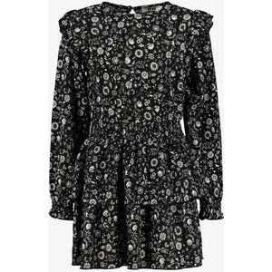 MyWay meisjes jurk met bloemenprint zwart wit - Maat 122/128
