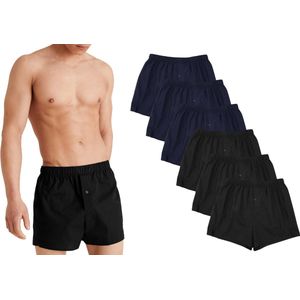 Ondergoed Heren - Losse Boxershort Heren - 6 Pack - Zwart/Navy - XXL - Comfortabele Wijde Boxershorts voor Mannen