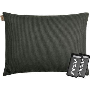 Kuddle Warmtekussen Oplaadbaar - Draadloos - Elektrisch - 45x60cm - Knitted 'Olive Green' - Inclusief Twee Powerbanks