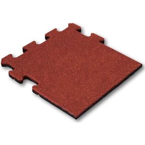 Rubber tegel 25mm 50x50 cm Rood - Puzzelsysteem Zijstuk