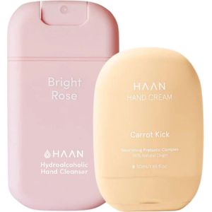 HAAN Handspray Bright Rose 30ml & Handcrème Carrot Kick 50ml - Set van 2 Stuks - Duo-pack - Navulbaar