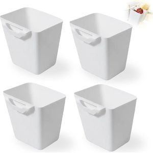 4 stuks hangende bekerhouders om op te hangen, hangende pennenhouder, opknoping emmer, make-up-potloodhouder, rolwagenaccessoires, trolley, plastic opbergemmer (wit)