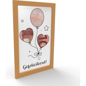 Kadogeld.nl - Fotolijst (Goud) Geld Cadeau - Verjaardag met Gefeliciteerd & Ballonnen