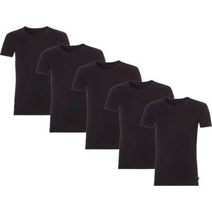 5 Bamboo T-Shirts - Ronde Hals - Super zacht - Antibacterieel - Perfect draagcomfort - 95% Bamboo - Zwart - XXXL