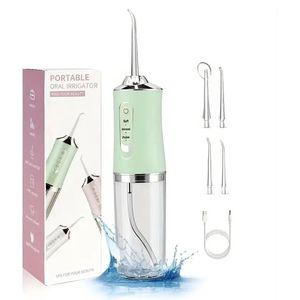 ORAL IRRIGATOR || Waterflosser Draadloos en Draagbaar - Monddouche - Flosapparaat - Elektrische Monddouche - Met 4 opzetstukjes - Flosapparaat - 3 Modus - Tandenflosser - Draadloos en USB Oplaadbaar - Tongreiniger - Kleur: Groen