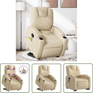 vidaXL Verstelbare Stoel - Sta-op Massagestoel - Sta-op-massagestoel verstelbaar stof crèmekleurig - Massagerstoel - Ergonomische Stoel - Relaxfauteuil