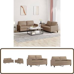 vidaXL 2-delige Loungeset Kunstleer Cappuccino Loungeset - 2 Persoons Bank - Bruine Bank - Lederlook Bank - Kunstleder Bank