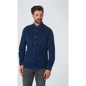 No Excess Mannen Lange Mouw Overhemd Rook Blauw XXXL