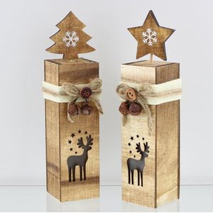 Decoratieve zuil, led-zuil rendier, in set van 2, Kerstmis, advent, winter