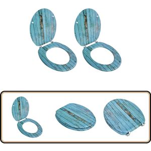 vidaXL Toiletbrillen Oud Hout - Set van 2 Toiletbril - Wc Bril - Badkamerspiegel - Mdf - Vintage