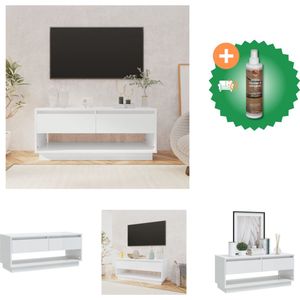 vidaXL Tv-meubel 102x41x44 cm spaanplaat hoogglans wit - Kast - Inclusief Houtreiniger en verfrisser