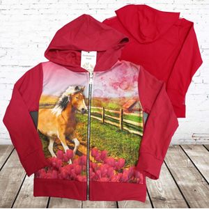 Roze kindervest met paard -s&C-110/116-Meisjes vest