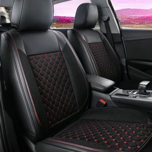 Autostoelhoezen voor Mercedes GLA H247 2020 in pasvorm- 13-delige Set | Kunstleer | Zwart met rode naad | Voor- en Achterstoelen - CLS102
